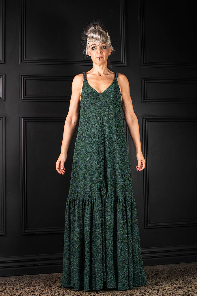 Phoenix Dress- Metallic Forest Green