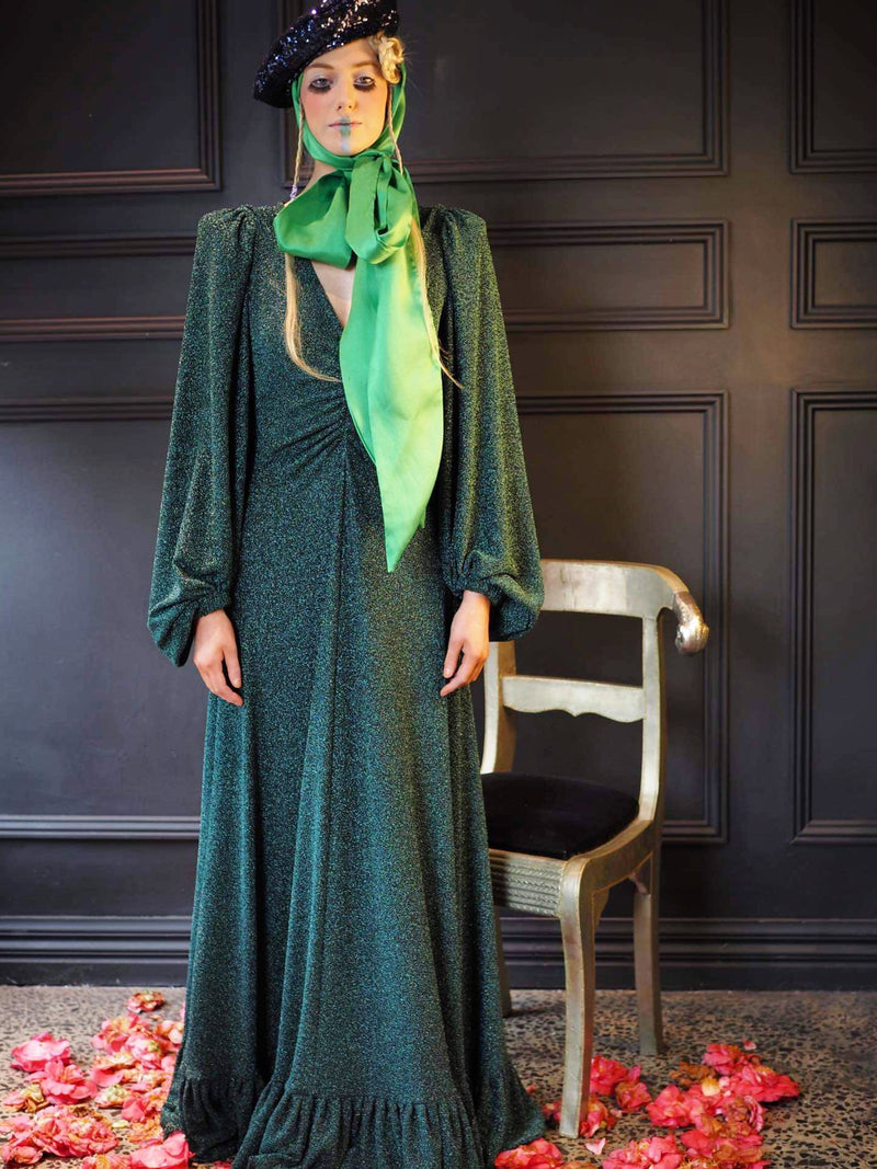 Saint Stella M Candy Dress- Metallic Forest Green
